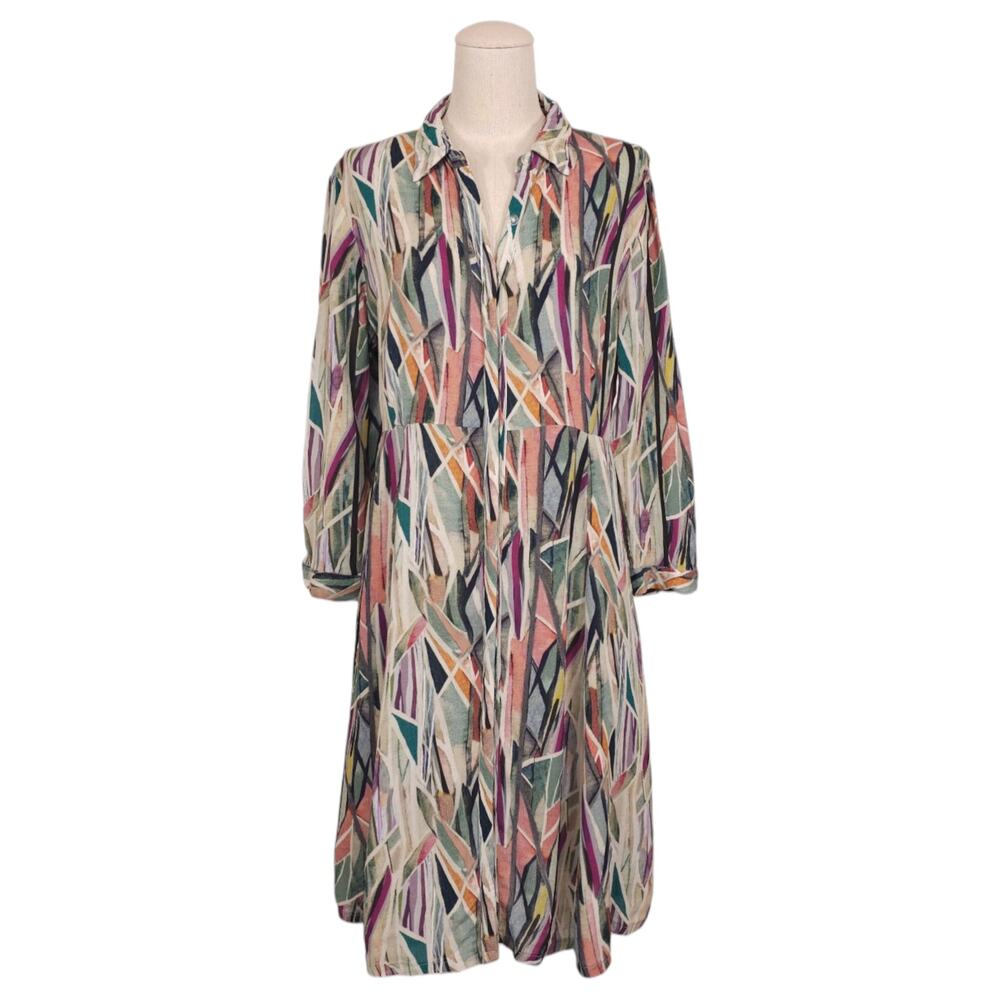 Anthropologie Bl-nk London Winona Watercolor Shirt Dress Sz Large